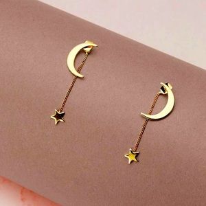 Moon and star dangle earrings in gold for women